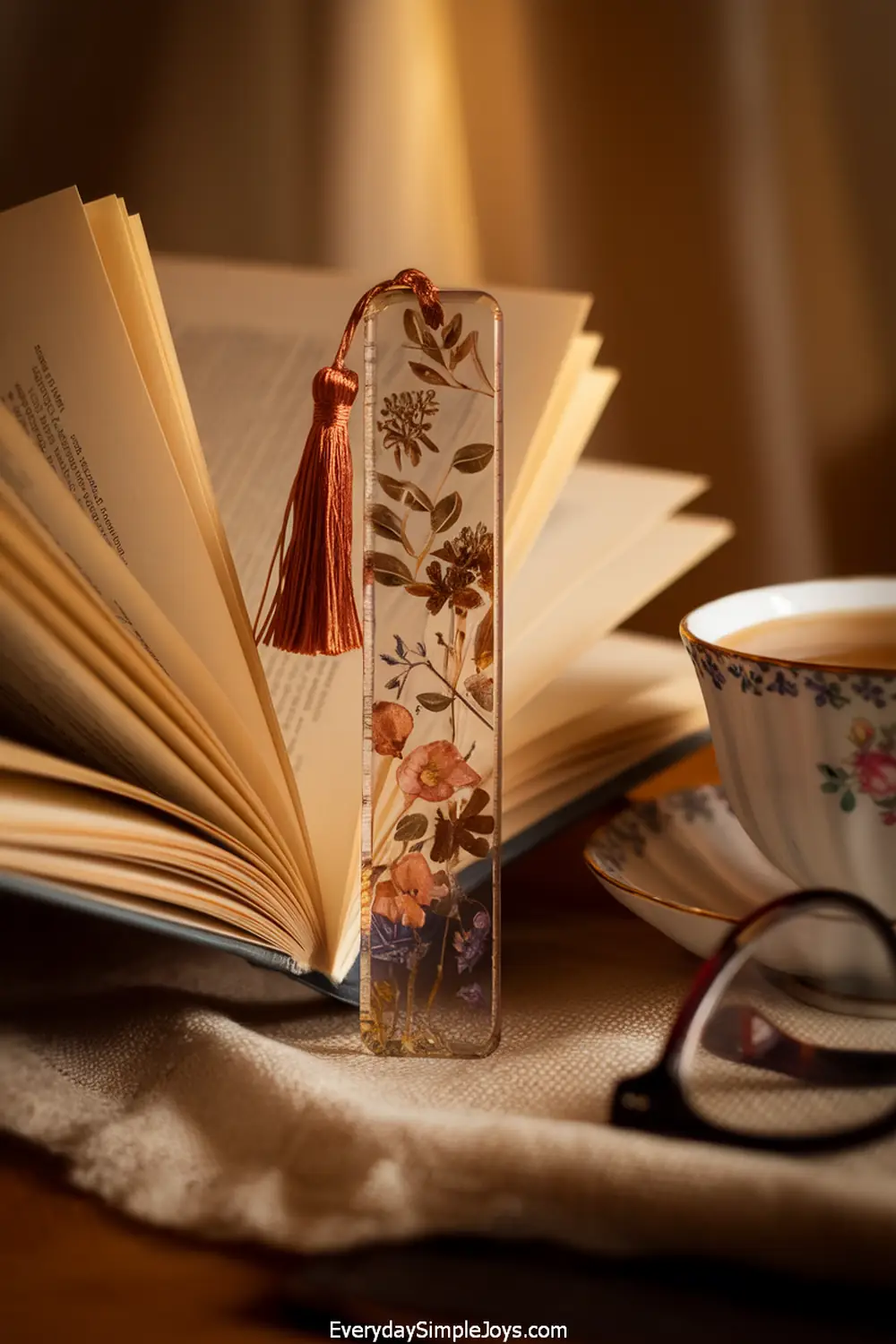 Resin Picture Bookmark with Floral Accents