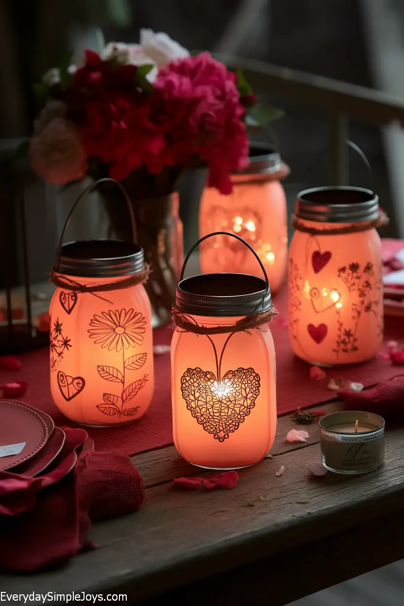 Blooming Love Mason Jar Lanterns