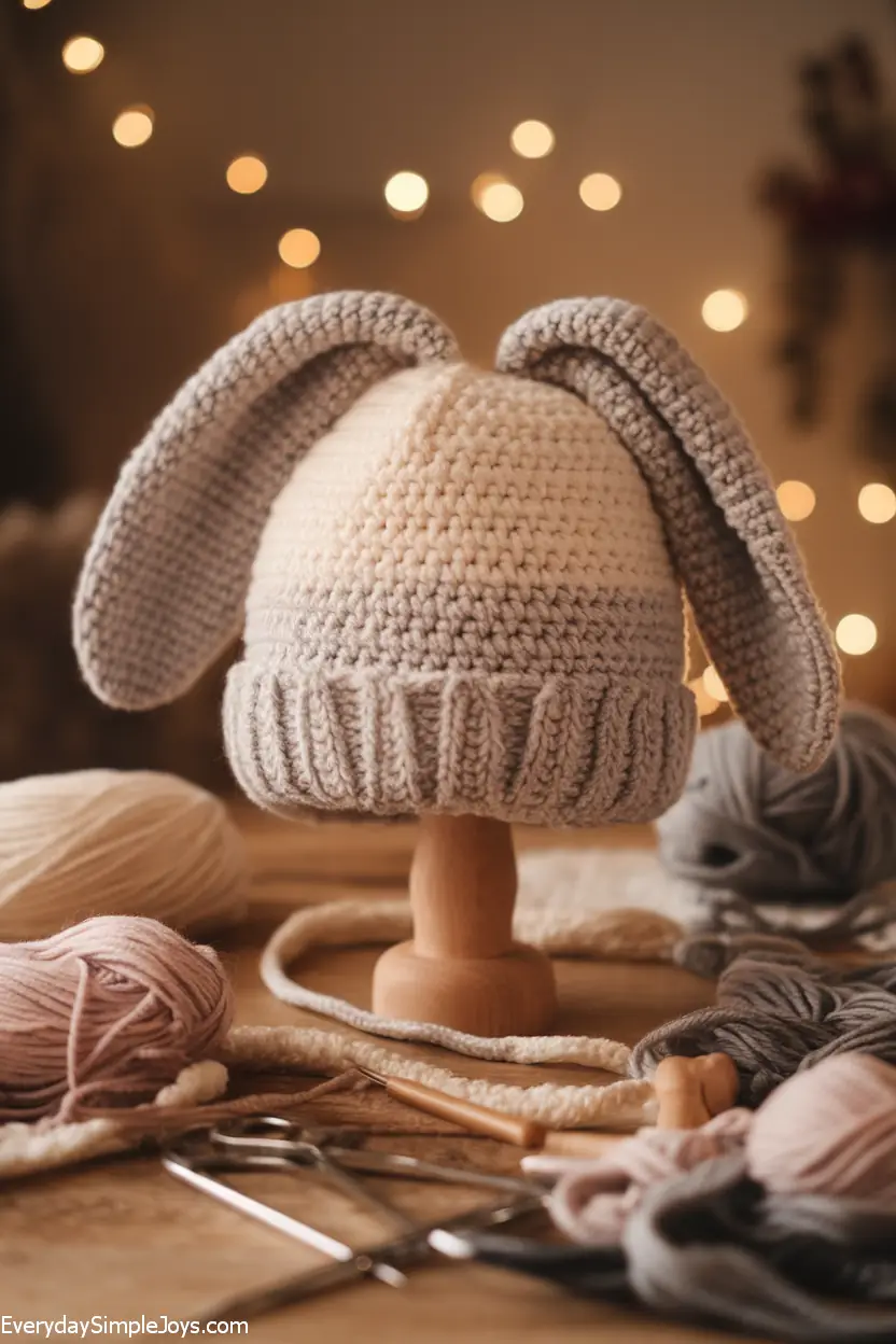 Cozy Bunny Ear Beanie with Floppy Ears (Free Pattern)