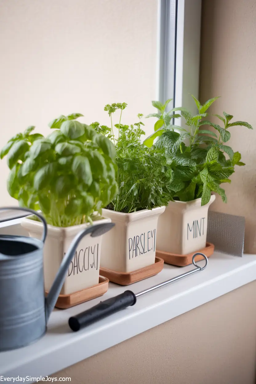 Cricut-Labeled Ceramic Herb Pots