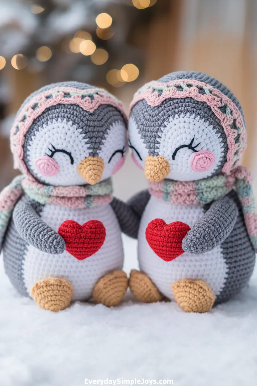 Crochet Penguin Lovebirds Pattern for Valentine's Day