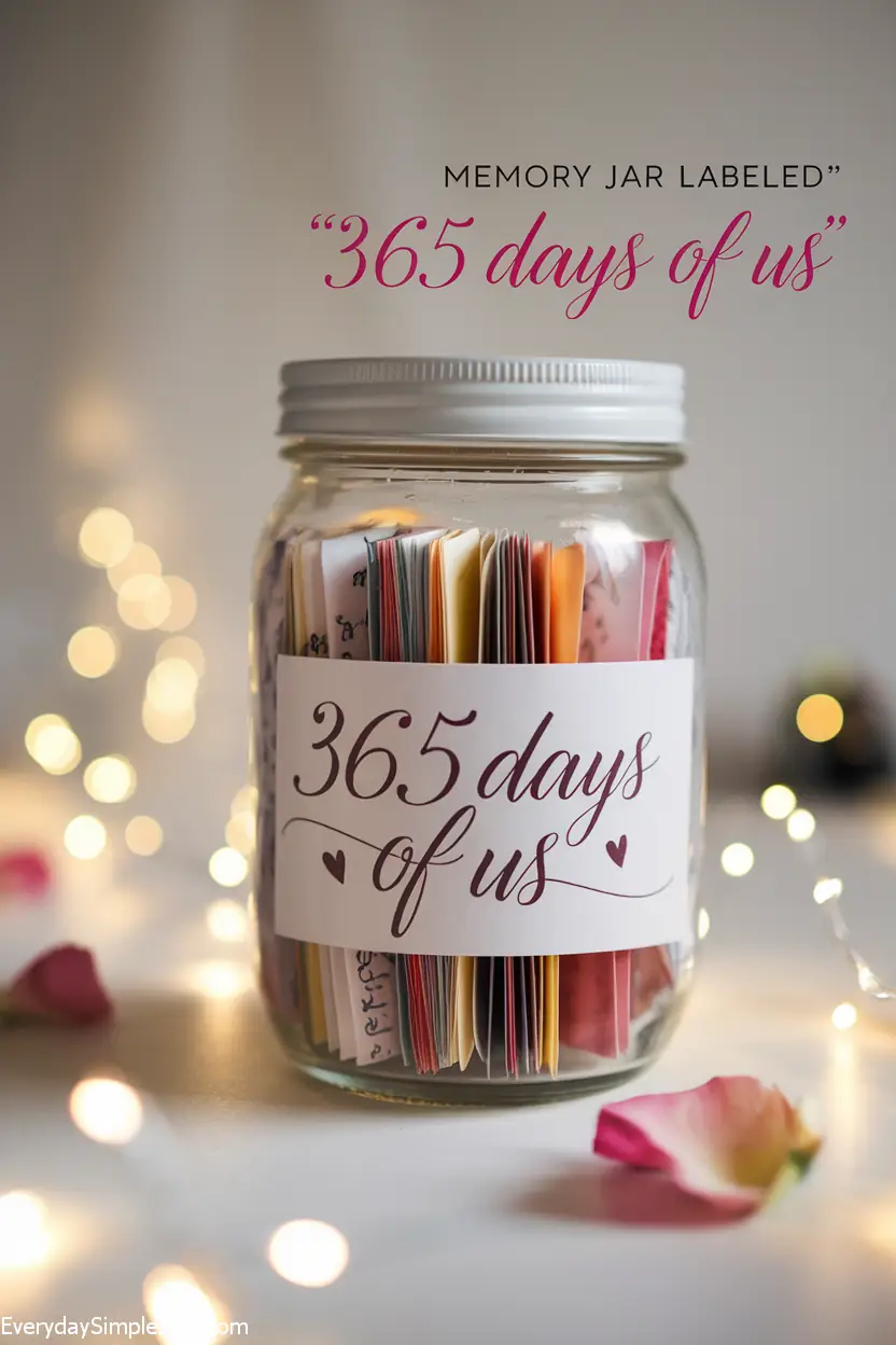 Cute Memory Jar Labeled “365 Days of Us”