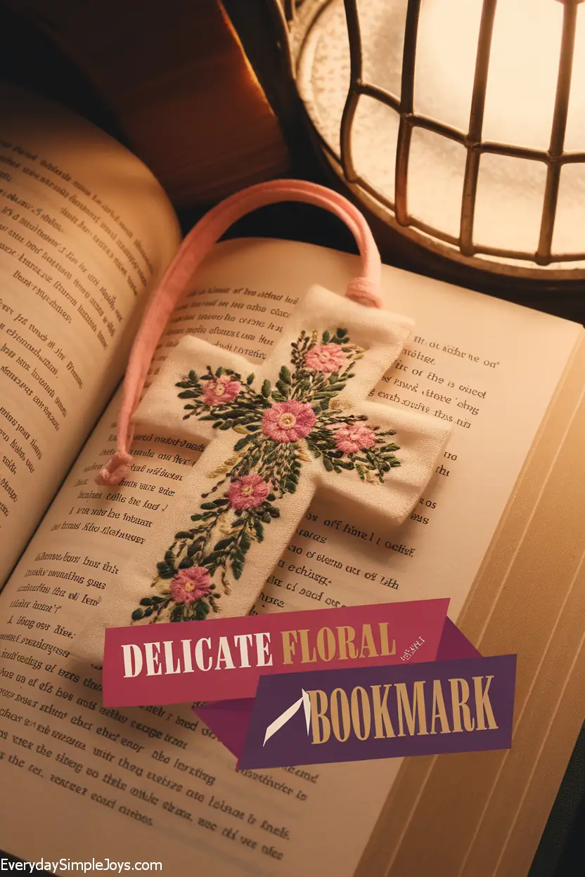 Delicate Floral Cross Bookmark