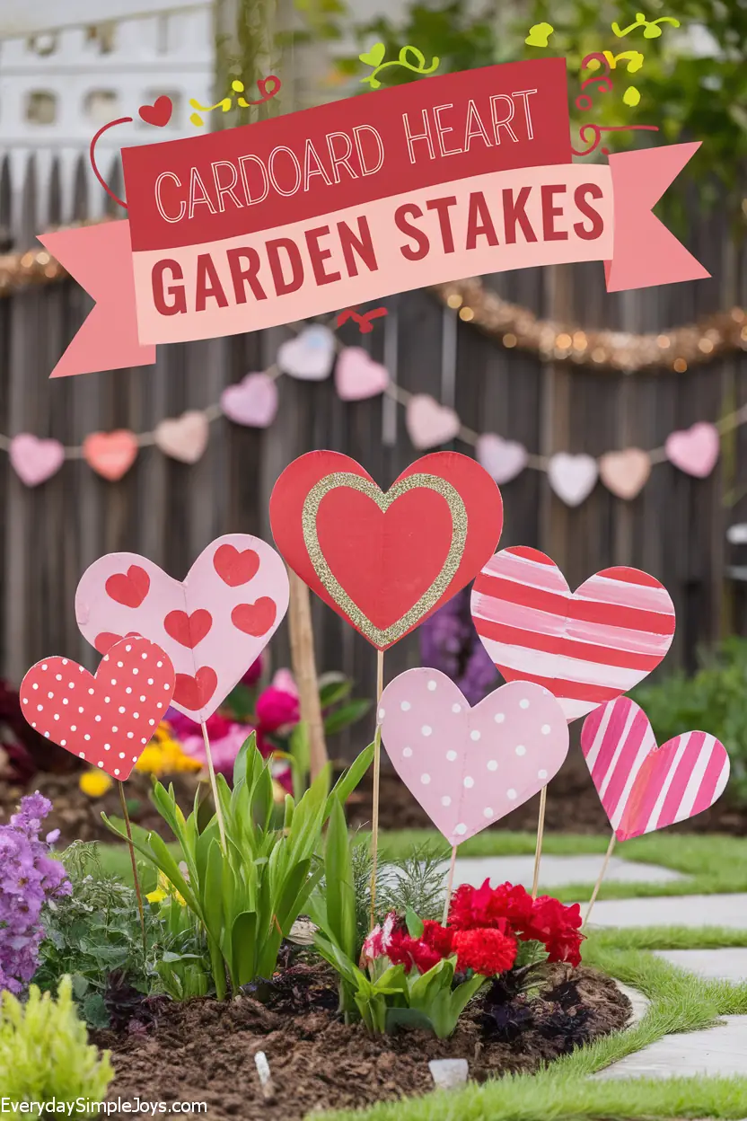 DIY Cardboard Heart Garden Stakes