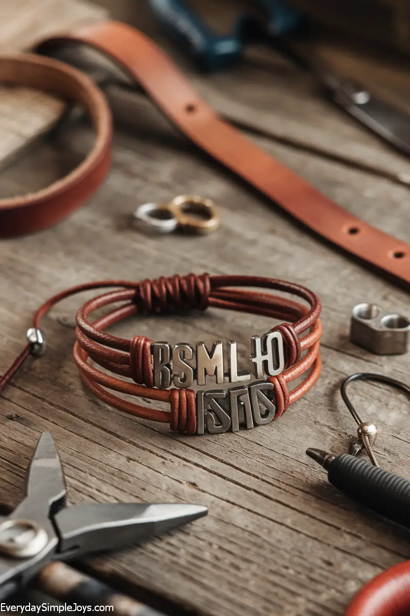 DIY Leather Cord Bracelet with Initials