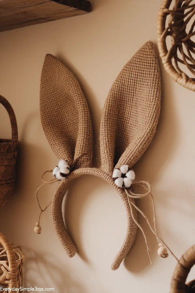 Eco-Friendly Jute Bunny Ears Wall Decor