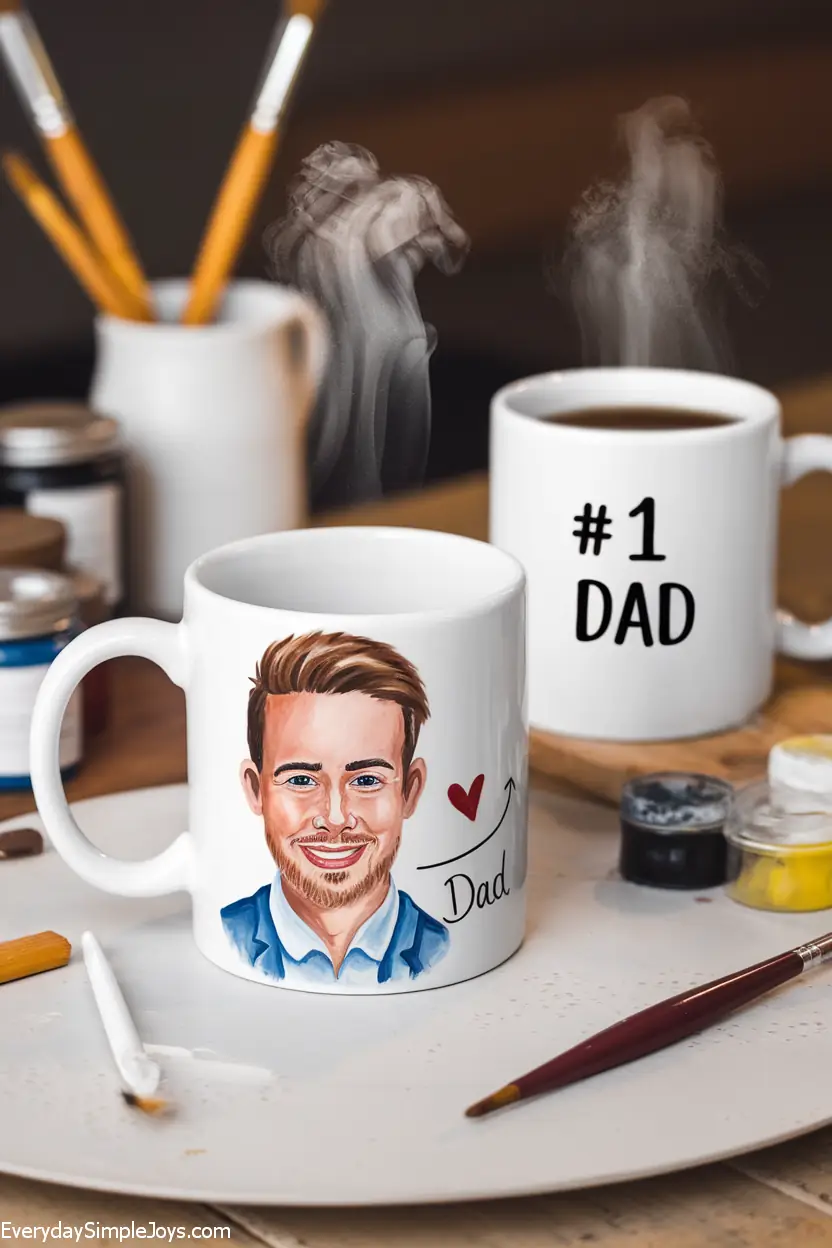 Hand-Painted Coffee Mug with Dad’s Portrait