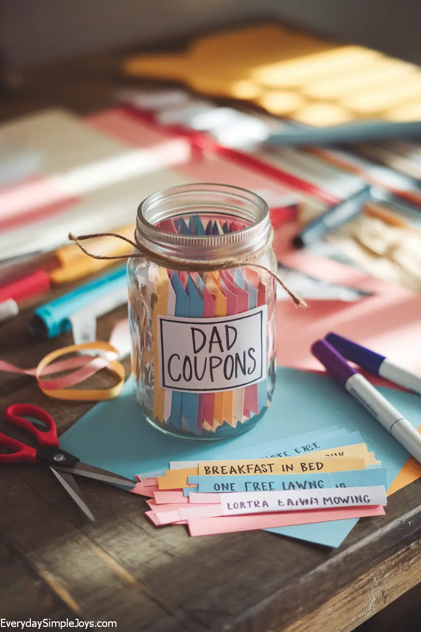 Handcrafted “Dad Coupons” Jar