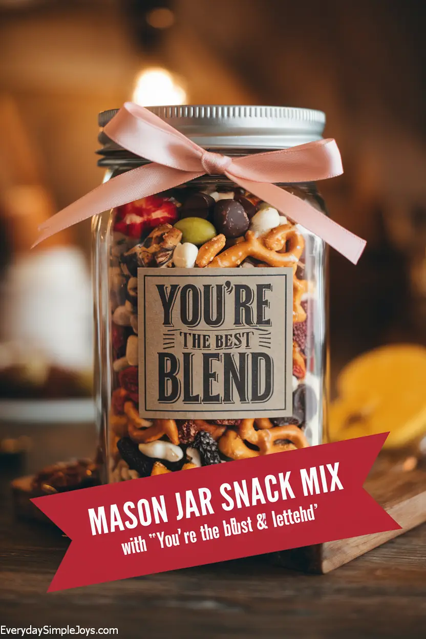 Mason Jar Snack Mix with “You’re the Best Blend” Label