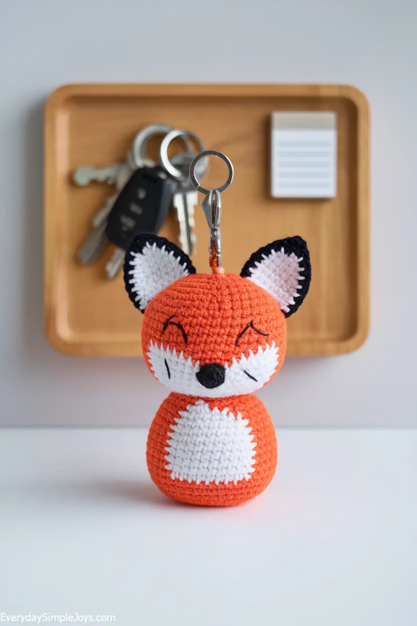 Pocket-Sized Crochet Fox Keychain