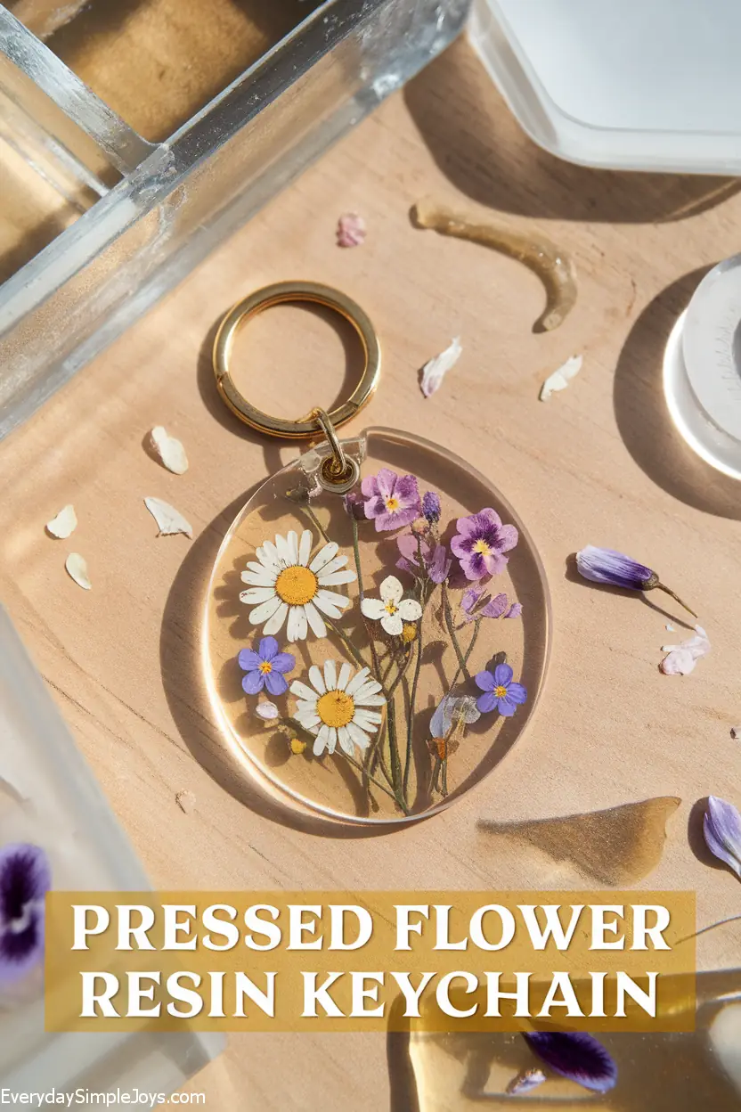 Pressed Flower Resin Keychain