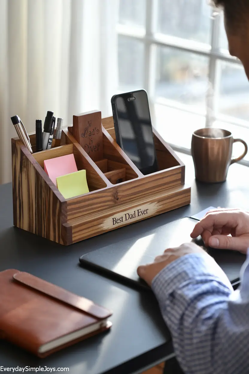 Rustic Wooden Desk Organizer