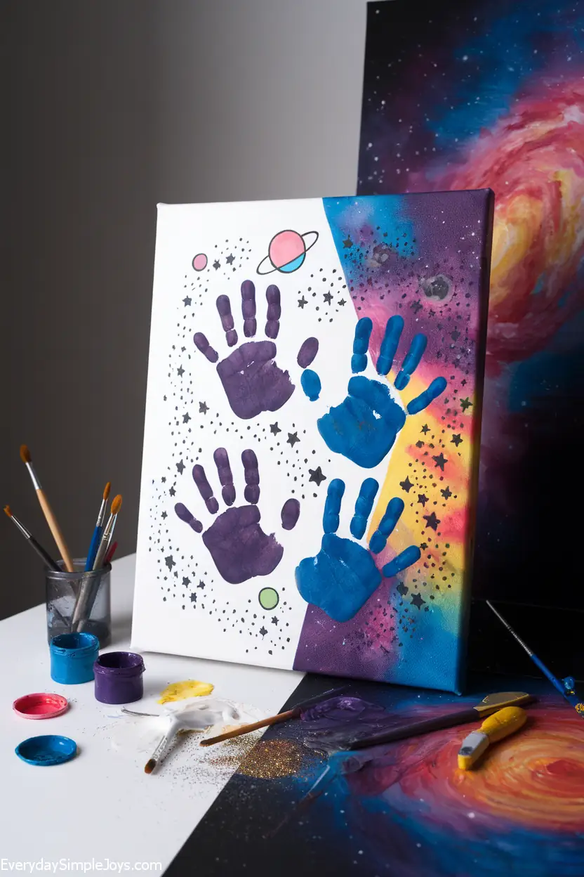 Toddler Handprint Galaxy Canvas