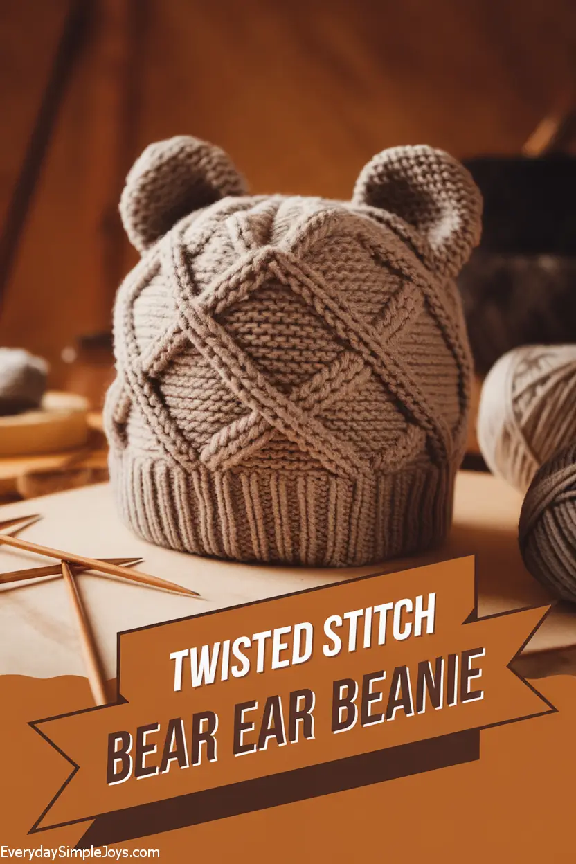 Twisted Stitch Bear Ear Beanie