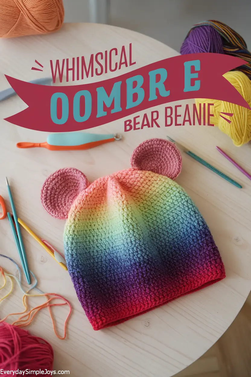 Whimsical Ombre Bear Beanie